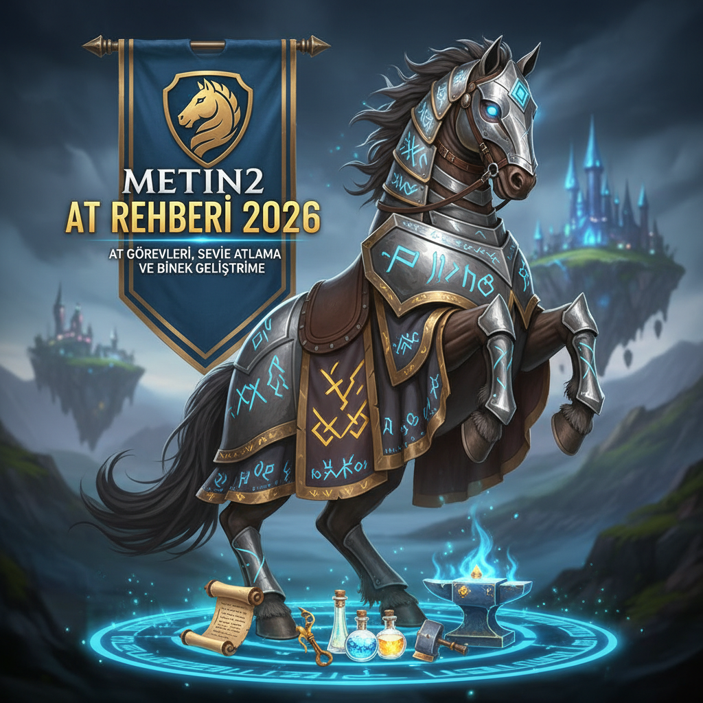 Illustration for blog section about: Metin2 At Rehberi 2026: At Görevleri, Seviye Atlama ve Binek Ge