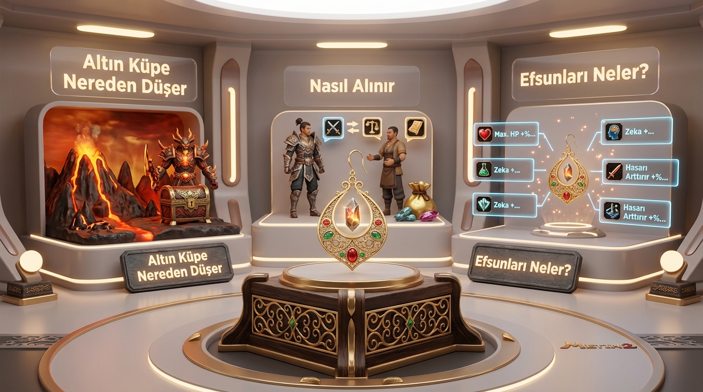 Illustration for blog section about: Metin2 Altın Küpe Nereden Düşer, Nasıl Alınır, Efsunları Neler?
