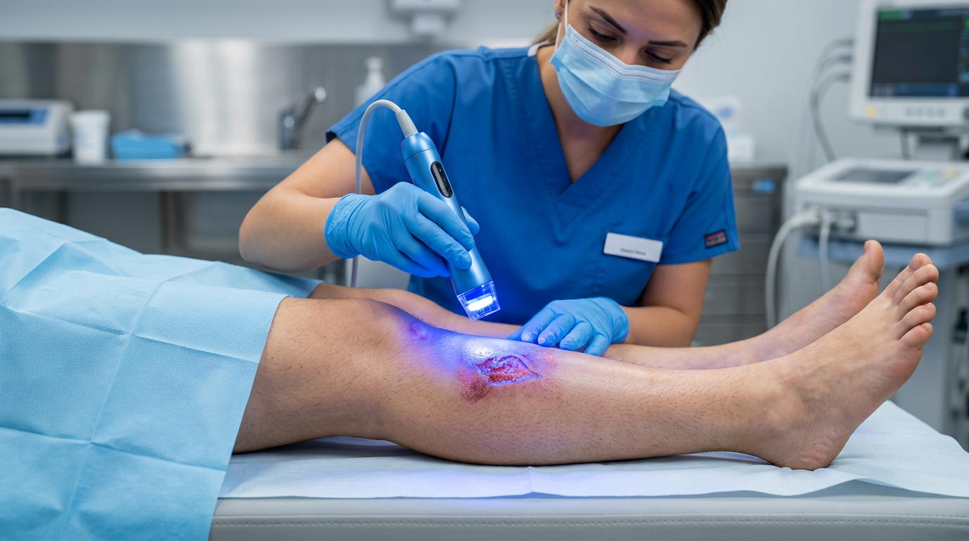 Illustration for blog section about: antalya mavi ışın Teknolojisi ile yara Bakım, image 1